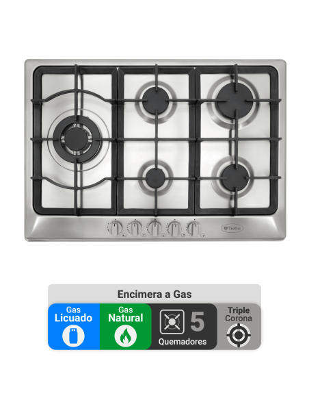 Encimera Gas Natural Albin Trotter Professional 75 5 Platos
