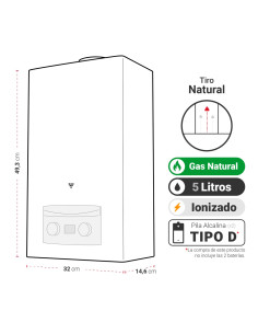 Calefont Albin Trotter 5 Litros Tiro Natural Gas Natural 2