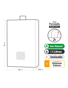 Calefont Albin Trotter 14 Litros Tiro Forzado Gas Natural 2
