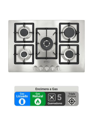 Encimera Gas Natural Albin Trotter Quadra 75 5...