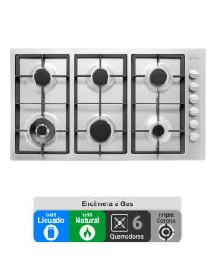 Encimera Gas Natural Albin Trotter Quadra 90 cm 6 Platos