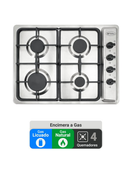 Encimera Gas Natural Albin Trotter Fein FF FFD 4 Platos