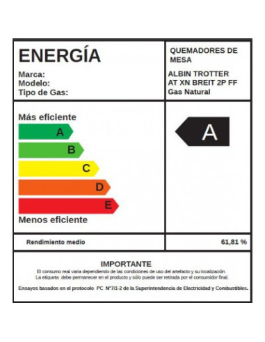 Encimera Gas Natural Albin Trotter Breit FF 2...
