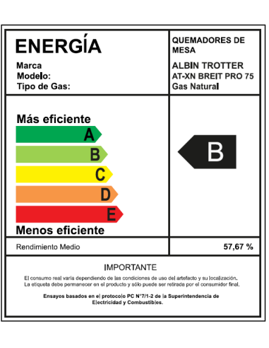 Encimera Gas Natural Albin Trotter Breit Pro 75...