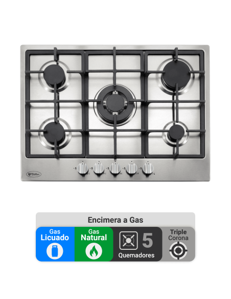 Encimera Gas Natural Albin Trotter Breit Pro 75 5 Platos