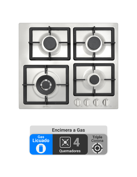 Encimera Gas Licuado Albin Trotter Quadra 60 cm 4 Platos