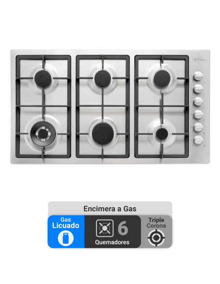 Encimera Gas Licuado Albin Trotter Quadra 90 cm 6 Platos