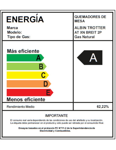 Encimera Gas Natural Albin Trotter Breit 2 Platos