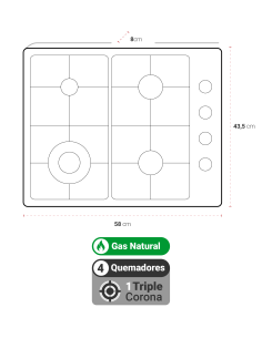 Encimera Gas Natural Albin Trotter Fein Pro FFT FFD 4 Platos 2