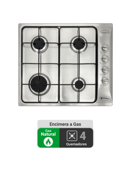 Encimera Gas Natural Albin Trotter Klassik 60 FFD 4 Platos
