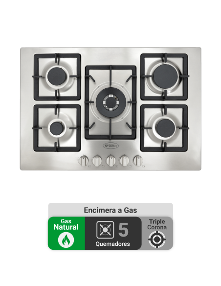 Encimera Gas Natural Albin Trotter Quadra 75 5 Platos