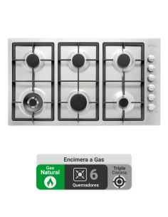 Encimera Gas Natural Albin Trotter Quadra 90 cm 6 Platos