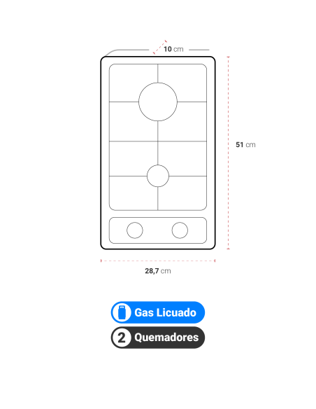 Encimera AT Domino 2 Gas Licuado FFD
