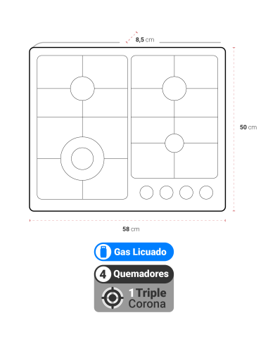 Kit Cocina Gas Licuado Harburg Breit Pro Inox