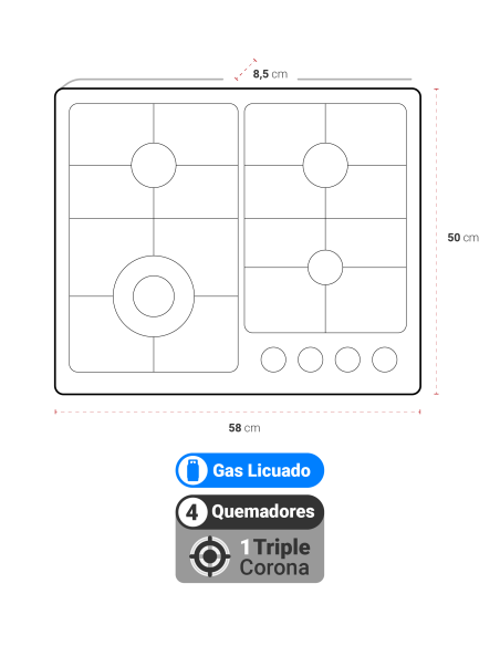Kit Cocina Gas Licuado Harburg Breit Pro Inox