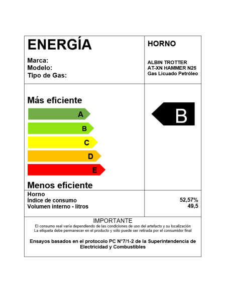 Horno Gas Licuado Empotrable Albin Trotter Hammer N25