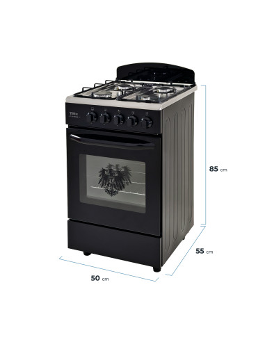 Cocina a gas ESSEN 4P 4 platos Negro Mate