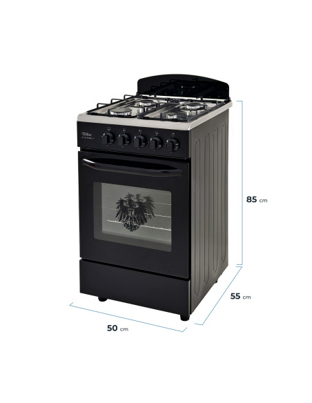 Cocina a gas ESSEN 4P 4 platos Negro Matte
