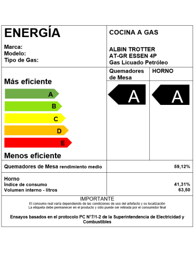 Cocina a gas ESSEN 4P 4 platos Negro Mate