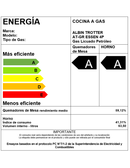 Cocina a gas ESSEN 4P 4 platos Negro Matte