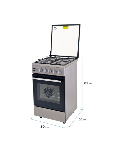 Cocina a gas ESSEN 4P PLUS 4 platos Acero...