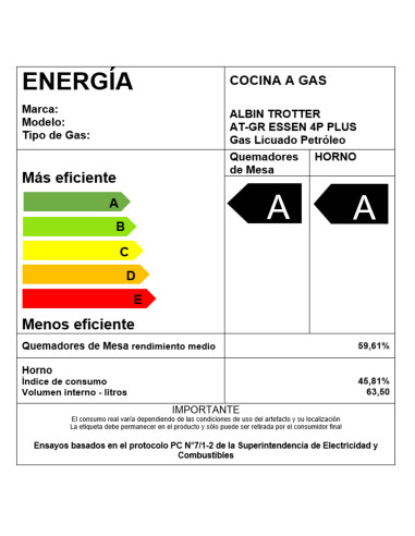 Cocina a gas ESSEN 4P PLUS 4 platos Acero...