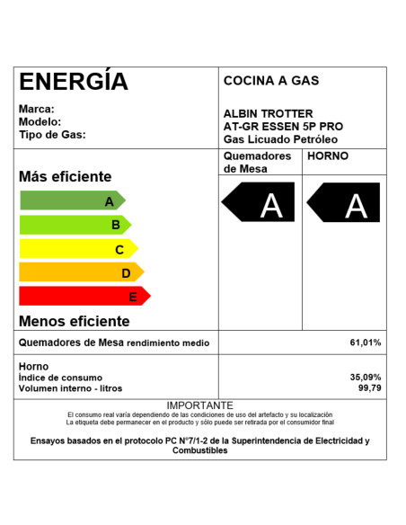 Cocina a gas ESSEN 5P PRO 5 platos Convector y Grill