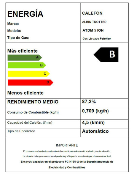 Calefón ATMD 5 Litros Tiro Natural - Gas Licuado