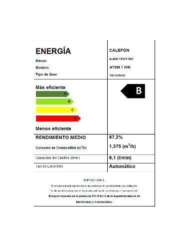 Calefón ATMD 7 Litros Tiro Natural