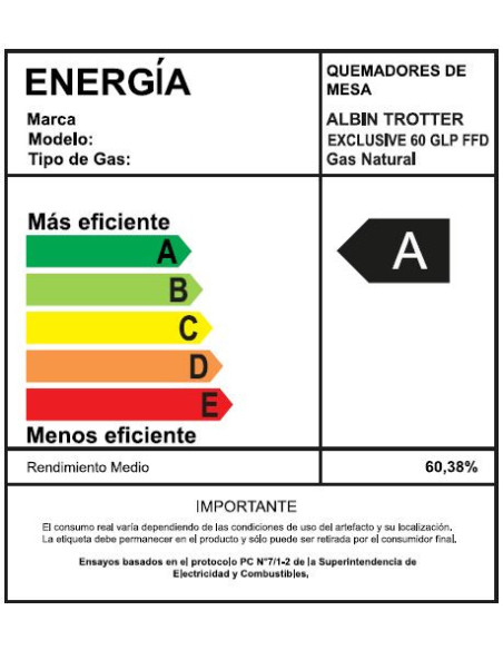 Encimera Gas Licuado Albin Trotter Exclusive 60 FFD 4 Platos