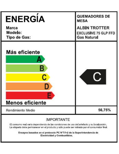 Encimera Gas Licuado Albin Trotter Exclusive 75...