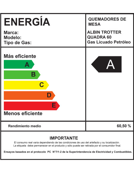 Encimera Gas Licuado Albin Trotter Quadra 60 cm 4 Platos