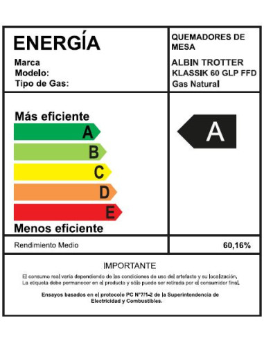 Encimera Gas Licuado Albin Trotter Klassik 60...