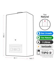 Calefón ATMD 5 Litros Tiro Natural 2