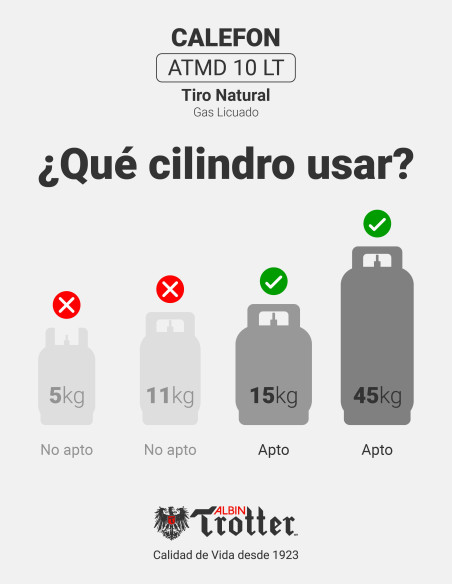 Calefont Albin Trotter 10 Litros Tiro Natural Gas Licuado
