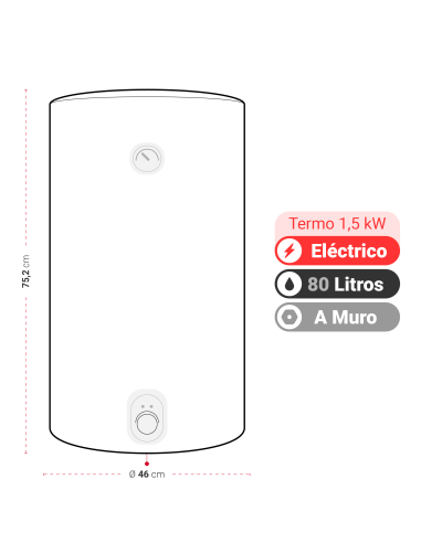 Termo Eléctrico Mural Albin Trotter 80 Litros...
