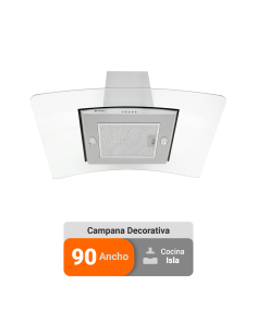 Campana de Isla Albin Trotter Curvex 90 cm Inox/Vidrio