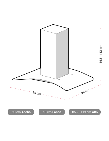 CAMPANA AT-XN 2L CURVEX ISLA 90