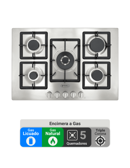 Encimera Gas Licuado Albin Trotter Quadra 75 5 Platos