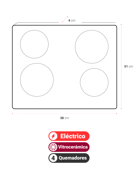 Encimera Eléctrica Albin Trotter Glaskeramik Touch 4P