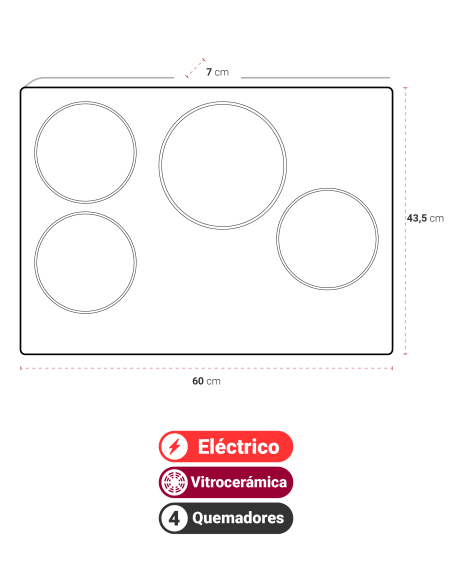 Encimera Eléctrica Albin Trotter Glass Fein 60 4 Platos