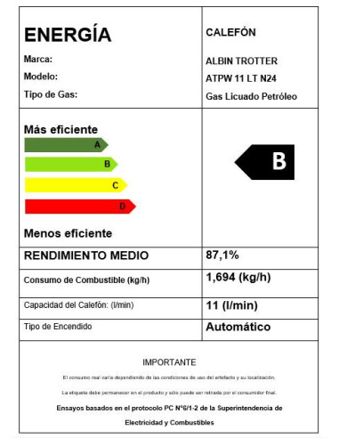 Calefont Albin Trotter 11 Litros Tiro Natural...