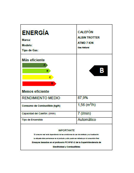 Calefón ATMD 7 Litros Tiro Natural