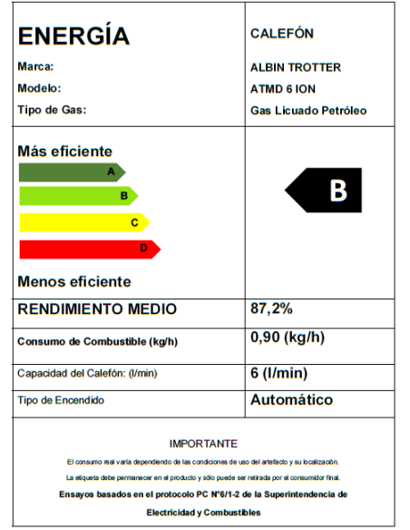Calefont Albin Trotter 6 Litros Tiro Natural Gas Natural