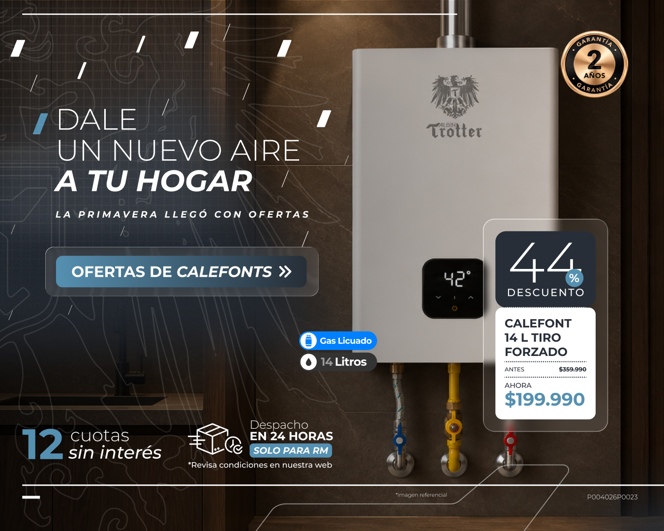 Promoción Calefont Albin Trotter 14 litros tiro forzado