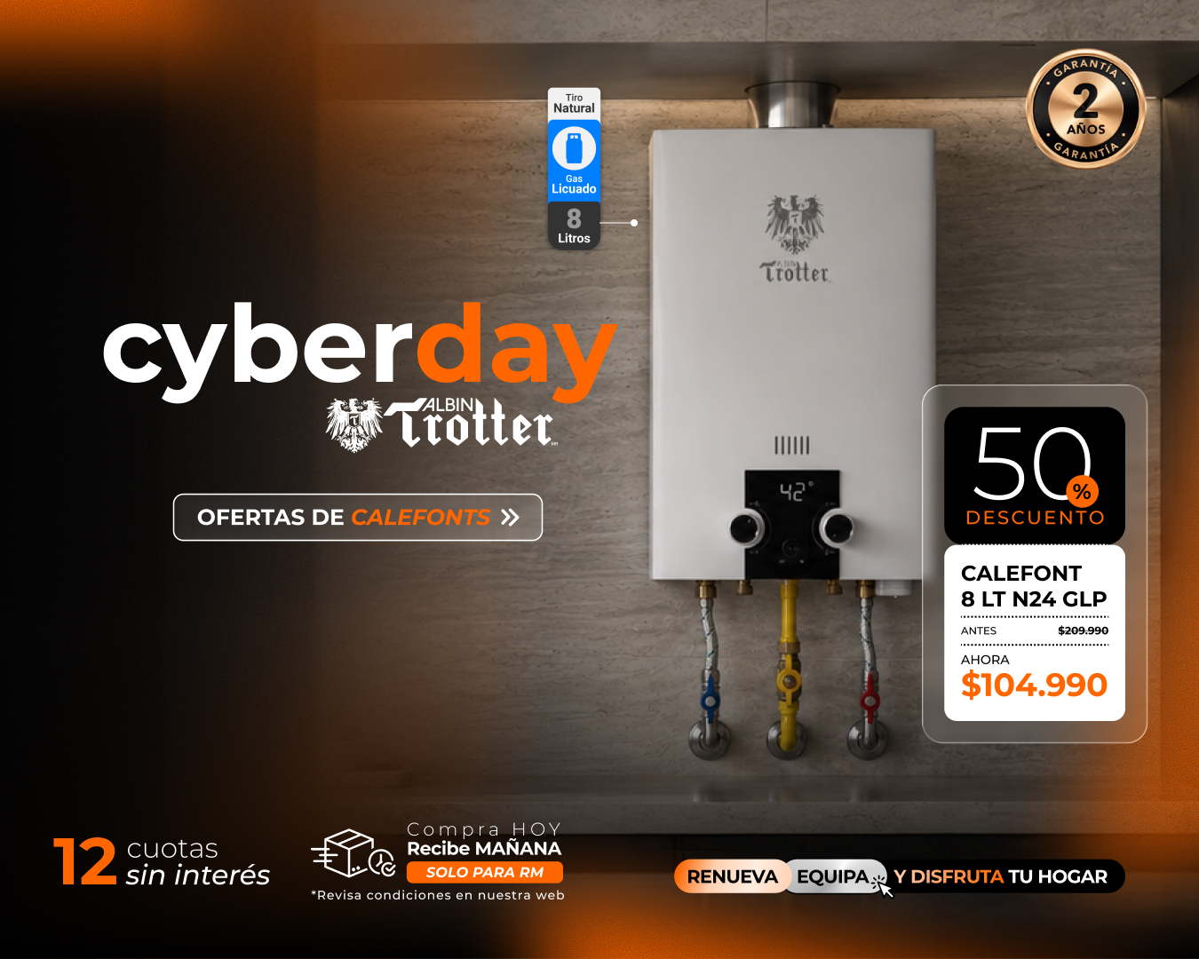 Oferta Cyber Calefont Albin Trotter 8 litros
